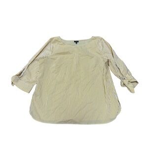 Talbots Striped Yellow White Long Sleeve Casual Shirt Top Womens XL
